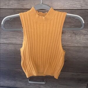 Sleeveless Ribbed Knit Top - Mustard Yellow